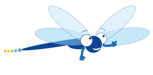 Pictogramme de la libellule de l'AGENCE en LIGNE bleue